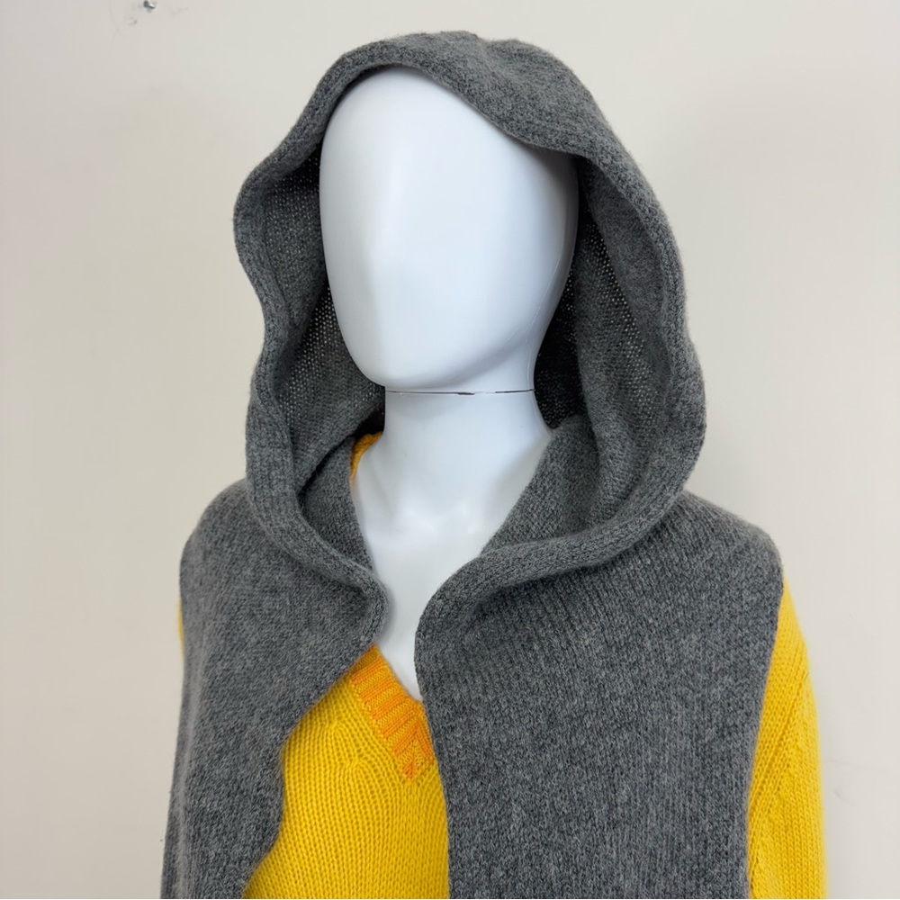 Eileen Fisher Wool Mohair Knit Open Front Hooded Hood Gray Vest Sweater Sz S - Picture 5 of 12